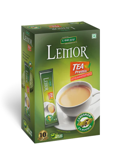 Lemor Cardamom Flavored Instant Unsweetened Tea (One Pack of 10 Sachets)