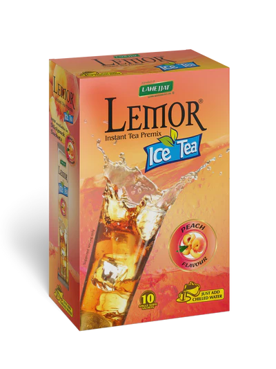 Lemor Peach Flavored Ice Tea Sachets Box (One Pack of 10 Sachets)